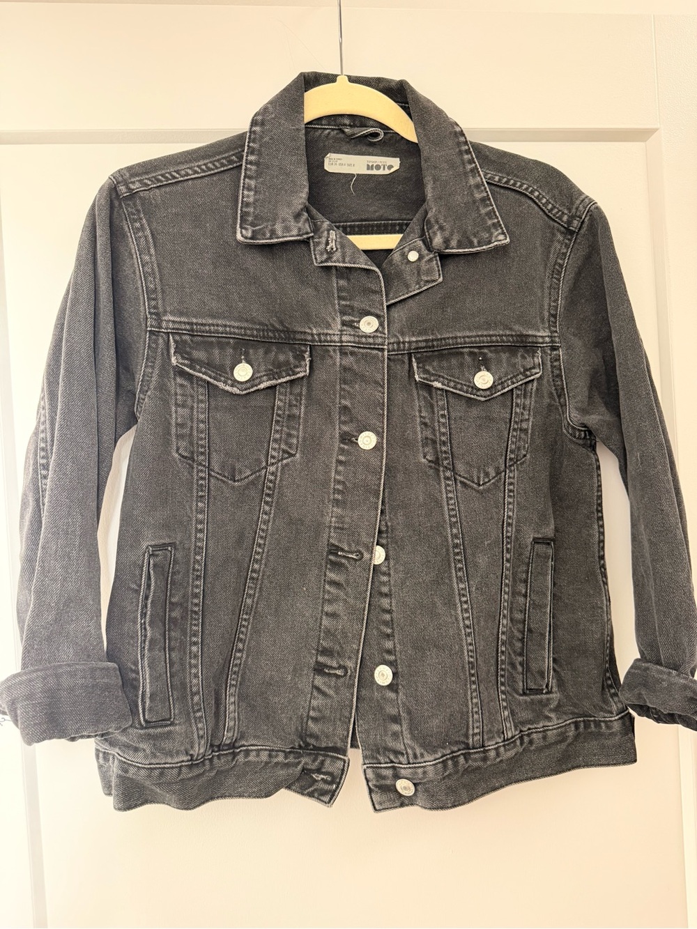 Topshop PETITE Charcoal Black Washed Denim Jacket